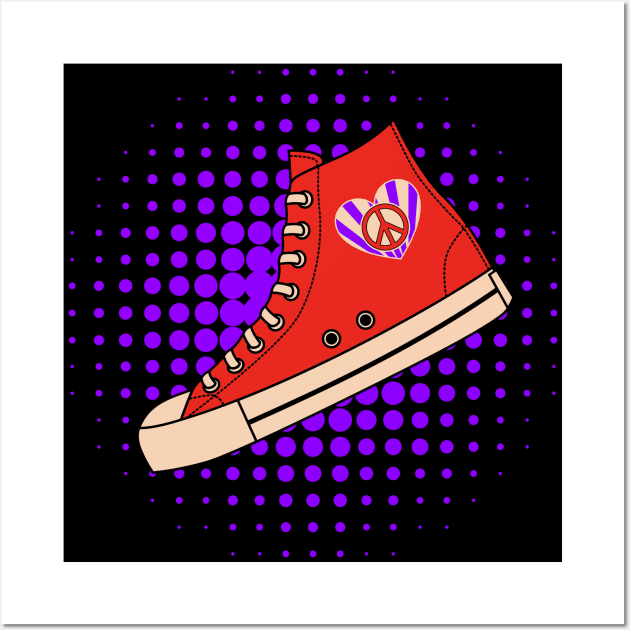 Red High Top Sneaker Wall Art by 1001Kites